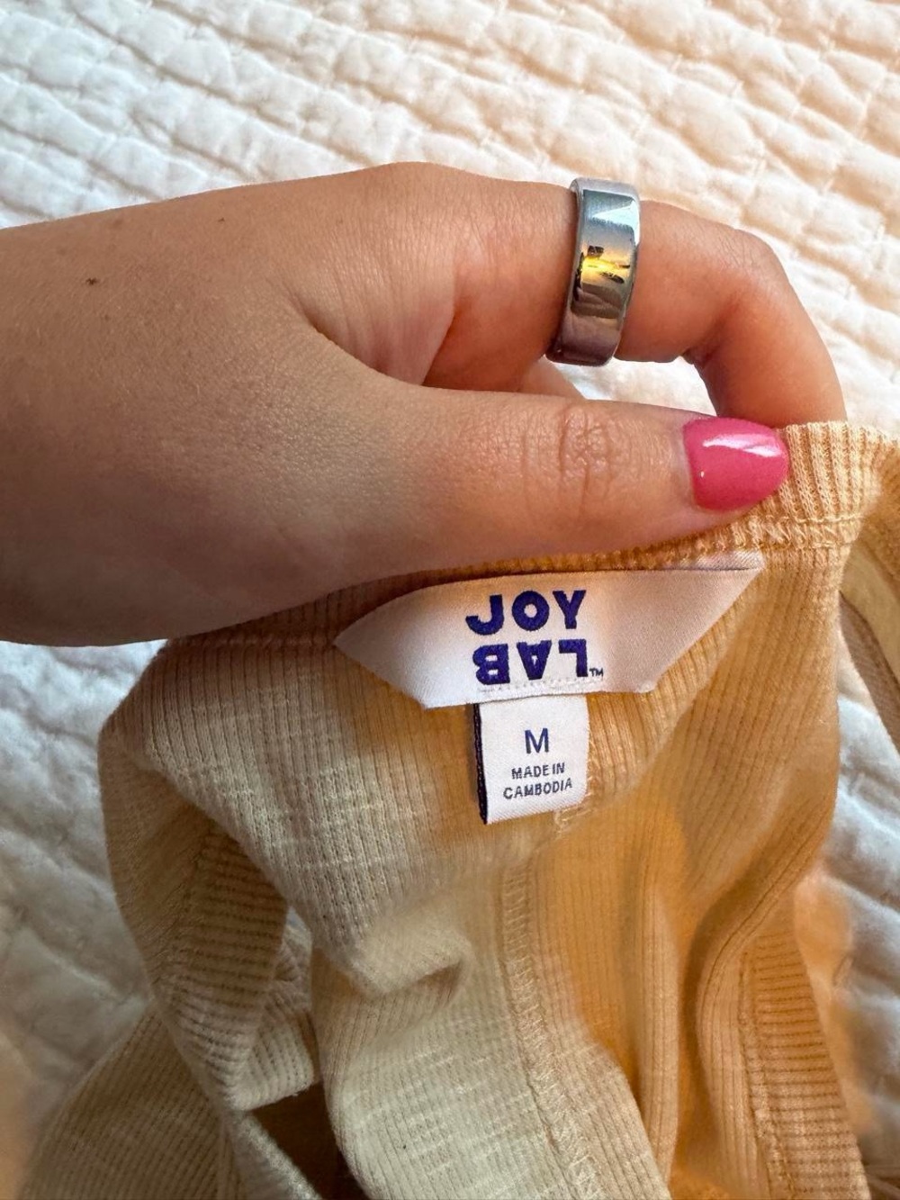 JoyLab Cream Ribbed Cropped Tank - Picture 2 of 2
